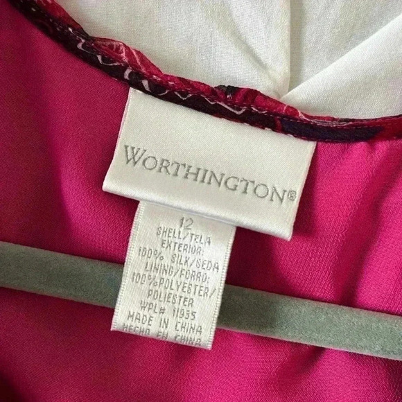 Vintage Worthington 100% Silk Pink Paisley Print Sleeveless Fitted Blouse SIZE12 - Picture 6 of 7